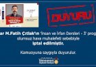 Yazar Çıtlak Konferansı İleri Bir Tarihe Ertelendi