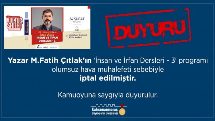 Yazar Çıtlak Konferansı İleri Bir Tarihe Ertelendi