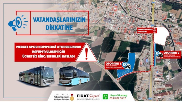 MERKEZ SPOR KOMPLEKSİ OTOPARKINDAN FUARA ÜCRETSİZ RİNG SEFERLERİ BAŞLADI!