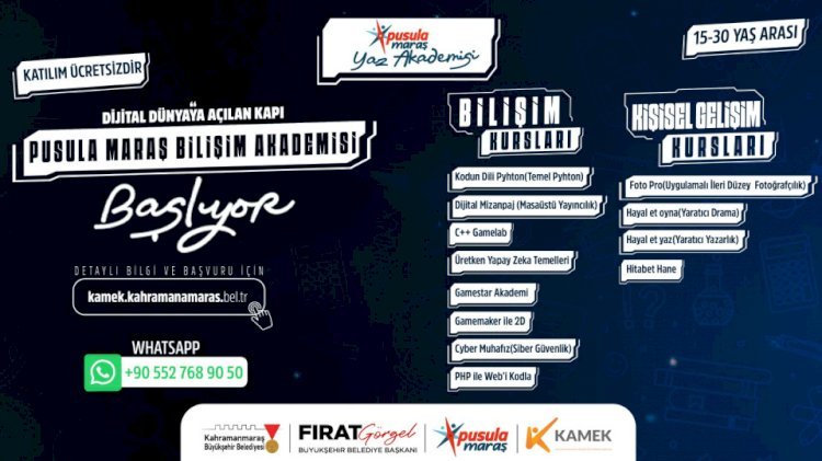 Büyükşehir’in Pusula Maraş Yaz Akademisi Gençleri Bekliyor